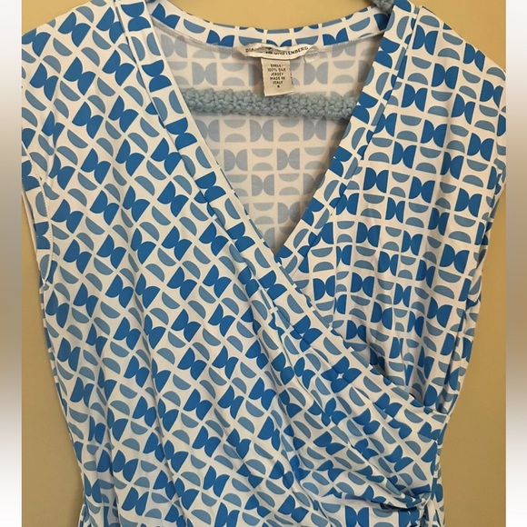 LOT 2 DVF Diane Von Furstenberg Silk Jersey Faux Wrap Blue Dresses 4 XS - Picture 3 of 9